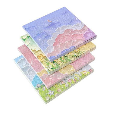 LX INDIA Stickey Notes HASTHIP® 4 Pack Sticky Notes 3.14 Inches Aesthetic Oil Painting Themed Sticky Notes(Set 200 Sheet)