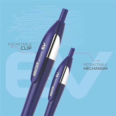 LXINDIA Pens Hauser Germany Ev Retractable Ball Pen Wallet Pack Blue Ink Pack Of 10