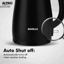 LXINDIA Kettle Havells Electric Kettle Altro 1250 Watts 1.5 liters (Black)