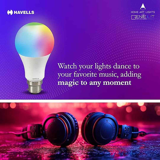 LX INDIA smart bulb Havells Glamax 9W B22 WiFi LED Smart Bulb , (16M Colours)