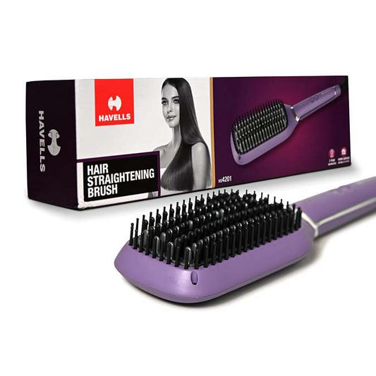 LX INDIA Straightener Havells Keratin Infused Hair Straightener Brush Stunning Purple|Hs4201,50 Watts