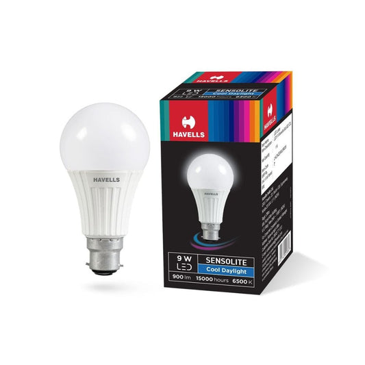 LX INDIA Motion Sensor Lights HAVELLS Sensolite 9W Motion Sensor Led Bulb |Auto on-Auto off|5 Mtr Radius Sensor Area (B22 Cool day white)