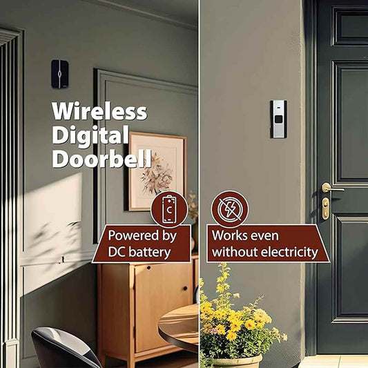 LX INDIA Wireless Door Bell Havells Tango Wireless Digital Doorbell (White & Black)