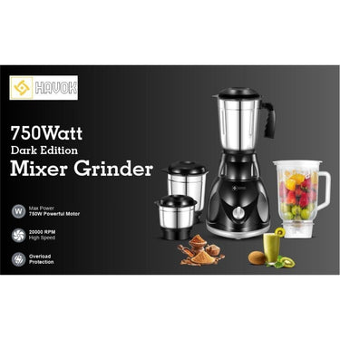 LXINDIA Grinders Havok 750 Watt Juicer Mixer Grinder (Black)