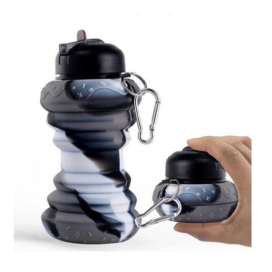 LX INDIA Bottle Heart Home 600 ml Collapsible Silicone Water Bottle With Flip Cap(Black )