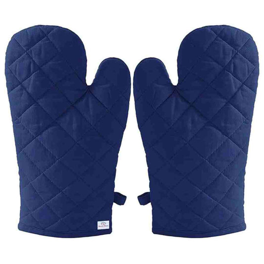 LX INDIA Gloves Heart Home Heat Resistant Cotton Kitchen Oven Mitt Microwave Gloves, Set of 2 (Blue)-HS43HEARTH26080