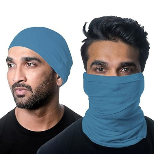 LX INDIA Face Mask HEELIUM Bamboo Bandana for Men and Women Pack of 2 Dusk Blue