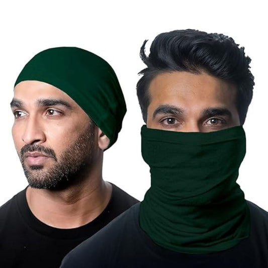 LX INDIA Face Mask HEELIUM Bamboo Bandana for Men and Women Pack of 2 Emerald Green