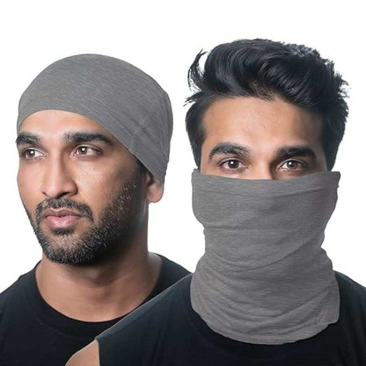 LX INDIA Face Mask HEELIUM Bamboo Bandana for Men and Women Pack of 2 Grey