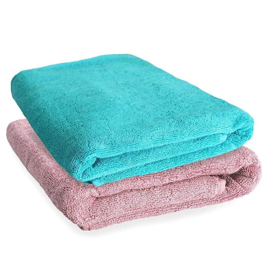 LX INDIA Towels HEELIUM Bamboo Bath Towel 140 x 70 cm (Pack of 2 - Peach, Teal)