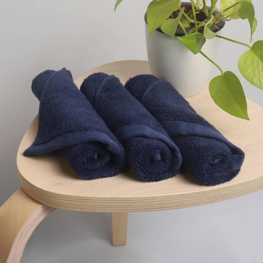 LX INDIA Towels Blue HEELIUM Bamboo Face Towel, Ultra Absorbent & Odour-Free, 3X Softer Than Cotton Towels, 30 x 30 cm - 600 GSM, Pack of 3