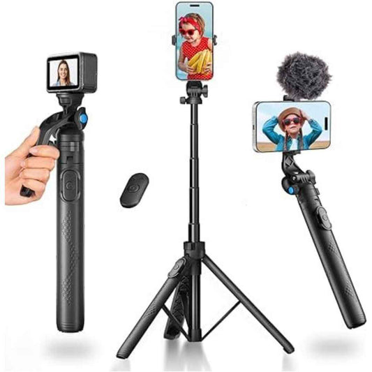 LX INDIA Mobile Tripods HIFFIN HST-61 Selfie Stick Tripod, 63” Professional Tripod with Wireless Remote, Portable Travel Tripod Stand