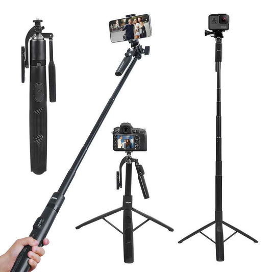 LX INDIA Mobile Tripods HIFFIN HST-63 Selfie Stick with Tripod Stand – 63 Inches Ultra-Long, Tri-Leg Reinforced Stability, 360° Rotatable Handle