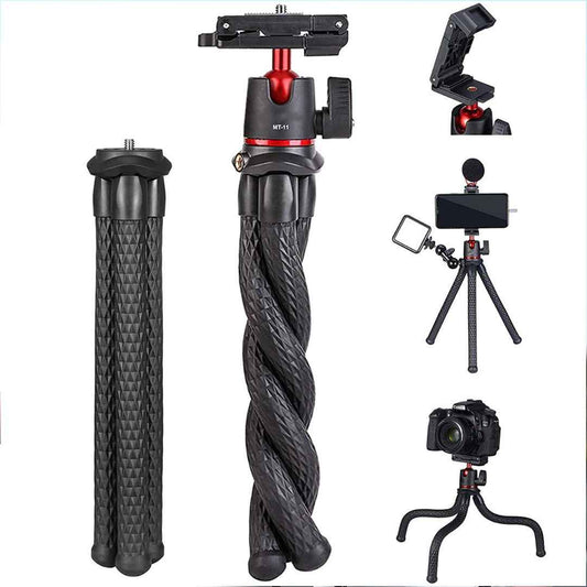 LX INDIA Mobile Tripods HIFFIN MT-11 Camera Tripod, Mini Flexible Tripod Stand with Hidden Phone Holder