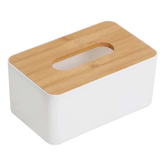 LXINDIA Tissue Dispenser HOKIPO Bamboo Cover Plastic Tissue Dispenser