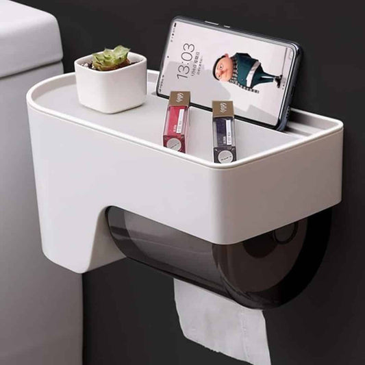 LXINDIA Toilet Paper Dispenser HOKIPO Toilet Paper Dispenser with Storage Compartment (White)
