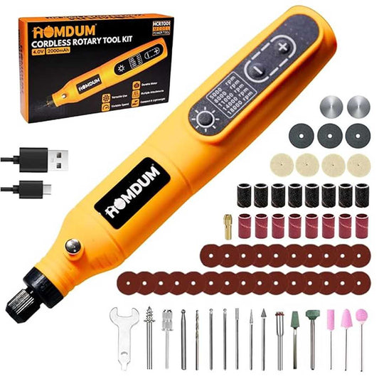 LX INDIA Drill Kit Homdum Mini Cordless Drill Machine Rotary Tool Kit 70Pcs 4.0V 2000mAh 5 Speed with LED