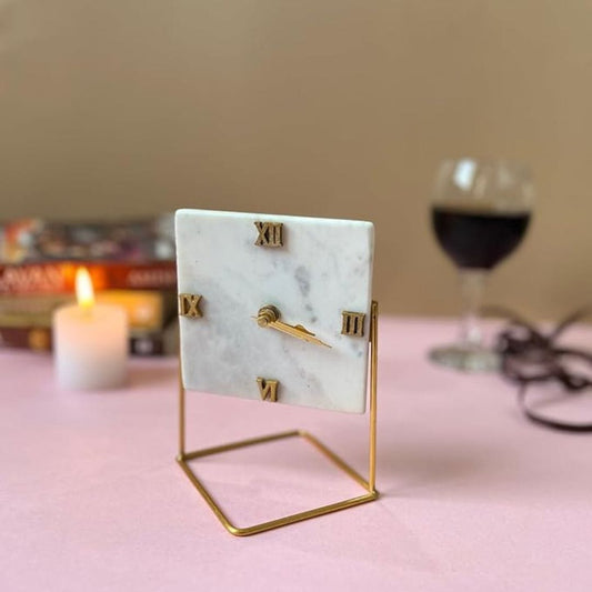 LX INDIA Antique Table clock HOMEARTE INDIA Marble Desktop Clock Antique Style Table Clock