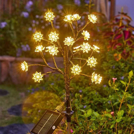 LX INDIA Fancy Lights Homehop Solar Light Outdoor Garden Waterproof Decorative Flower Lamp with 20 Led  Auto On/Off,(Aluminium, Warm White Pack of 1)