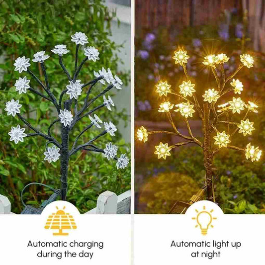 LX INDIA Garden lights Homehop Solar Light Outdoor Garden Waterproof Decorative Flower Lamp with 20 Led, Auto On/Off,(Aluminium, Warm White Pack of 1)