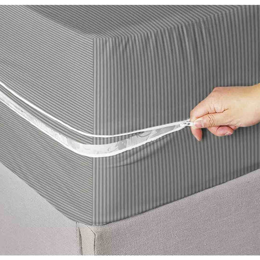 LX INDIA Mattress protector Grey HOMEKART Premium Cotton 220TC Single Size Mattress Cover Protector with Zip