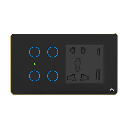LX INDIA Wifi switch board HomeMate 4 Modular WiFi Smart Switch Board (Black): 4 x Switch and 1 x Smart Plug (Pack of 1)