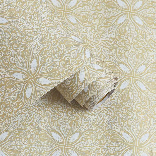 LXINDIA Wallpaper HOMEMATES Self Adhesive Wallpaper  (Golden Flowers)pack of 2