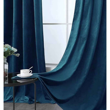 LXINDIA Curtains HOMEMONDE Set of 2 Velvet Curtains Long Door 9 Feet blue