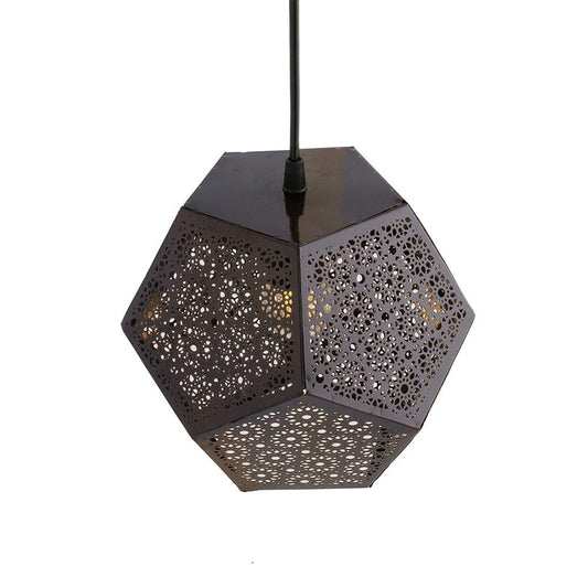 LX INDIA Fancy Lights Homesake Cubist Hexagon Moroccan Hanging Light (Hexa Copper)