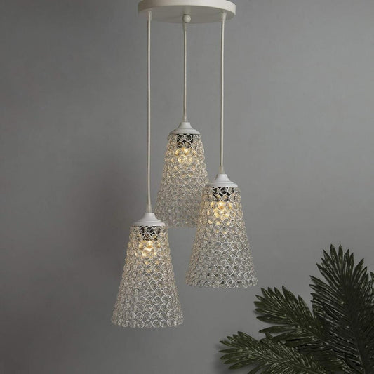 LX INDIA Fancy Lights Homesake Hanging Light Jhumar White Cone 60W(Pack of 1)