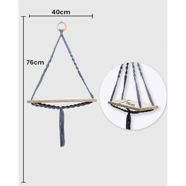 LXINDIA Wall Hanging Homesake Macrame Wall Hanging Shelf Woven Home Decor Wood Floating Storage Shelf