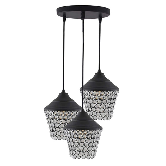 LX INDIA Fancy Lights Homesake Pendant Light with Braided Cord (Crystal Black)