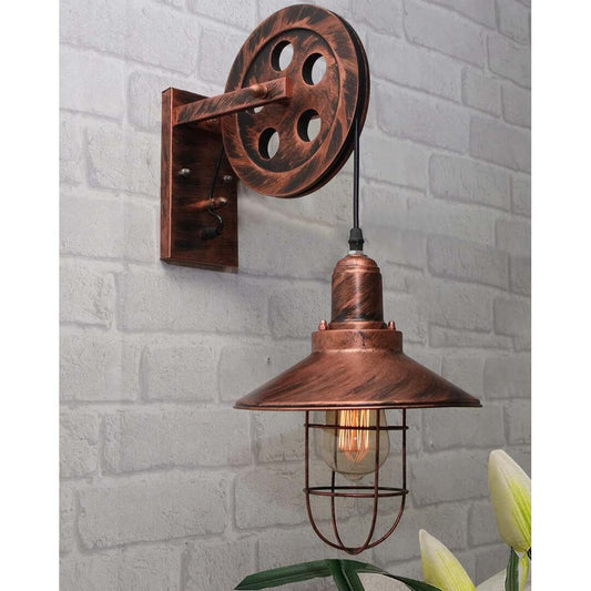 LX INDIA Fancy Lights Homesake  Rustic Wall Light Fixtures (Pulley)