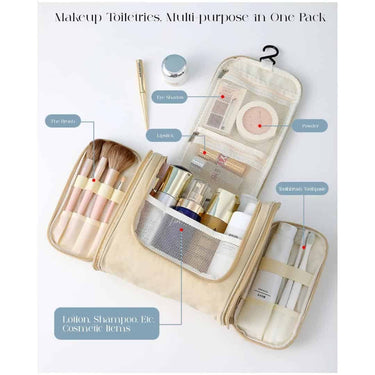 LXINDIA Bag House of Quirk Hanging Toiletry Kit Bag (Beige),Width 11 Cm