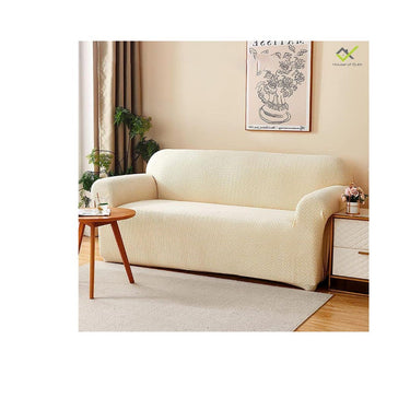 LXINDIA sofa cover House of Quirk Universal Single Seater(Cream)