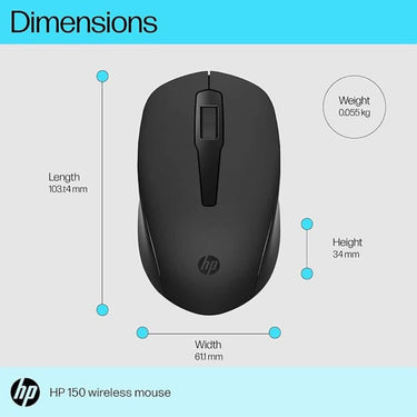 LXINDIA Mice HP 150 Wireless Mouse 1600 DPI