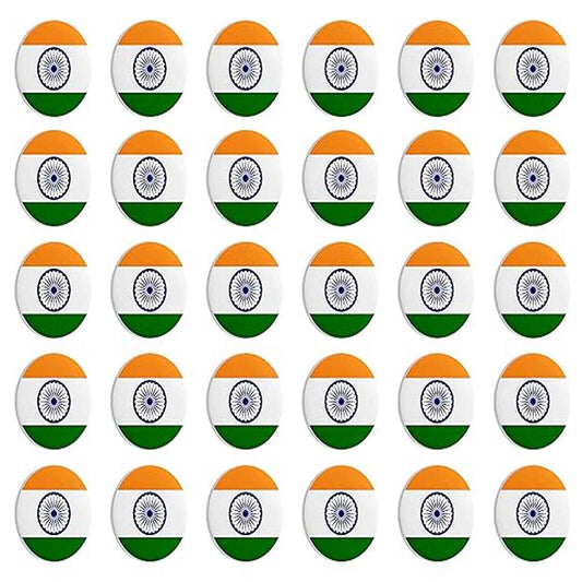 LX INDIA Flag-Themed Badges Hubops Indian Flag Badge Independence Day Round Pin Button Badge pack of 30