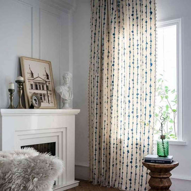 LXINDIA Curtains HUESLAND Cotton Curtains for Windows 5 feet Long (Window 5 x 4 ft Blue Vertical Stripes)