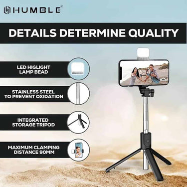 LXINDIA Selfie Sticks HUMBLE Bluetooth Selfie Sticks with Remote and Selfie Light