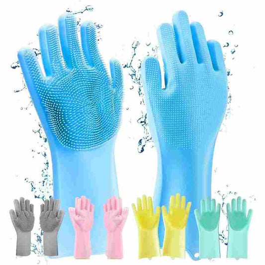 LX INDIA Gloves HUSB Gloves Magic Silicone Dish Washing Gloves (Multicolour, 1 Pair)