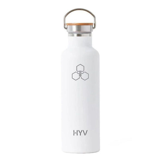 LX INDIA Bottle White HYV SlimPro Insulated Water Bottle 710ml, Leakproof Stainless Steel Bottle with Wooden Lid & Steel Handle, 24H Cold & 12H Hot, BPA-Free, Premium Thermos Flask
