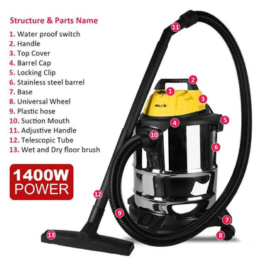 LXINDIA vacuum cleaner IBELL 2012WBPLUS Vacuum Cleaner 20L 1400W (Yellow)