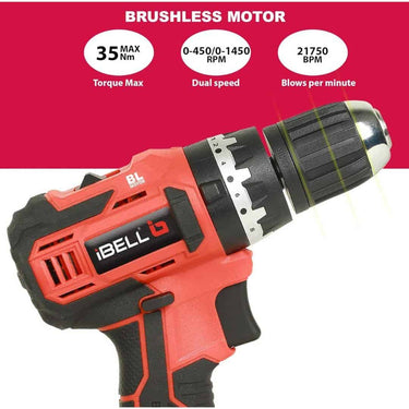 LXINDIA Corded and Cordless Drills IBELL Brushless Cordless Impact Driver Drill Bm18 60 (Red)