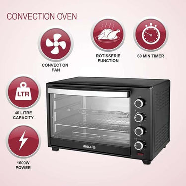 LXINDIA Microwave Ovan IBELL EO40LGDLX Electric Oven Toaster Grill 1800 Watt (Black 40 L)