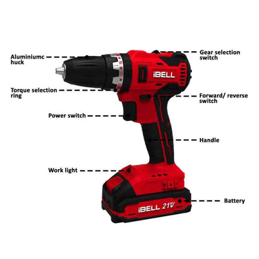 LXINDIA Corded and Cordless Drills IBELL One Power Series Cordless Impact Drill Brushless (Bd20 38) 20V