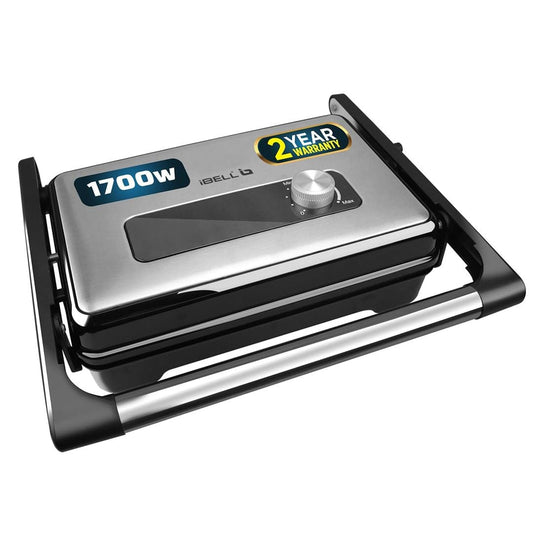 LX INDIA Electric Toaster iBELL SM1700G Sandwich Maker with Floating Hinges, 1700Watt, 180 Degree Openable Plates for Grill