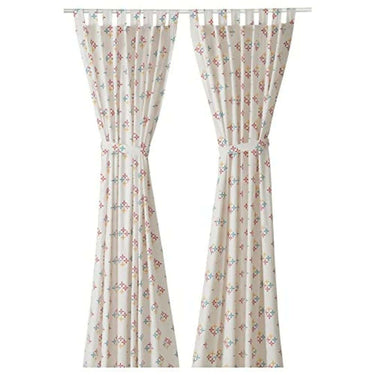 LXINDIA Curtains Ikea Voguish Cotton Curtains 1 Pair White Printed (150x250 cm (59x98))