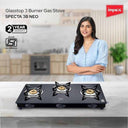 LXINDIA Gas Cooktop Impex 3 Burner Glasstop Gas Stove SPECTA 3B NEO