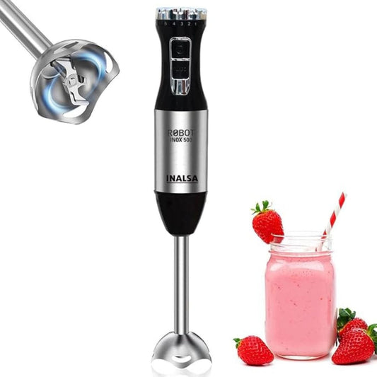 LX INDIA Juice Blender INALSA Electric Hand Blender with 500W Powerful DC Motor (Black/Silver)