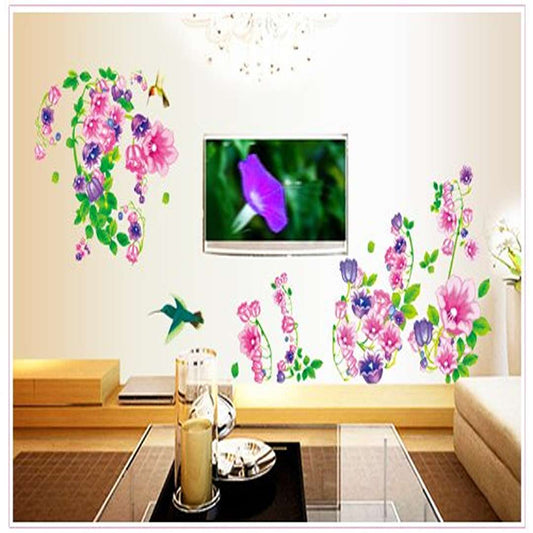 LX INDIA Wall Stickers Indian Royals 'Happy Trumpet Flower Petunia bIndian Royalsd ' Wall Stickers (90 cm X 60 cm)